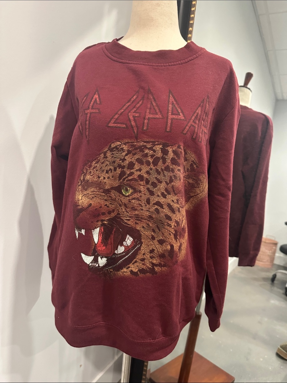 Burgundy Def Leppard Graphic Sweatshirt